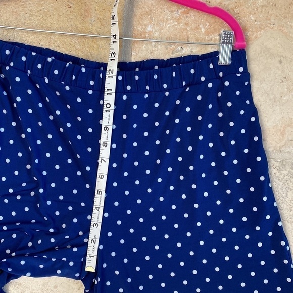 QUACKER FACTORY NAVY DOTTED WIDE LEG PANTS Womens L Flowy beach Nautical QVC - Picture 7 of 12